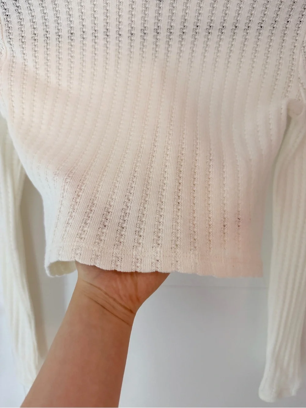 Zara Cream Cable-Knit Cropped Cardigan with Buttons